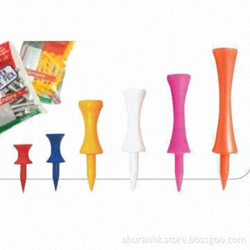 Colorful Stepped Plastic Golf Tees with Many Sizes, Lightweight, Convenient